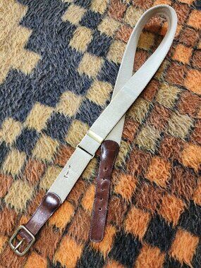 Canvas & Leather Brass Buckle Belt | Preppy Style | 33"